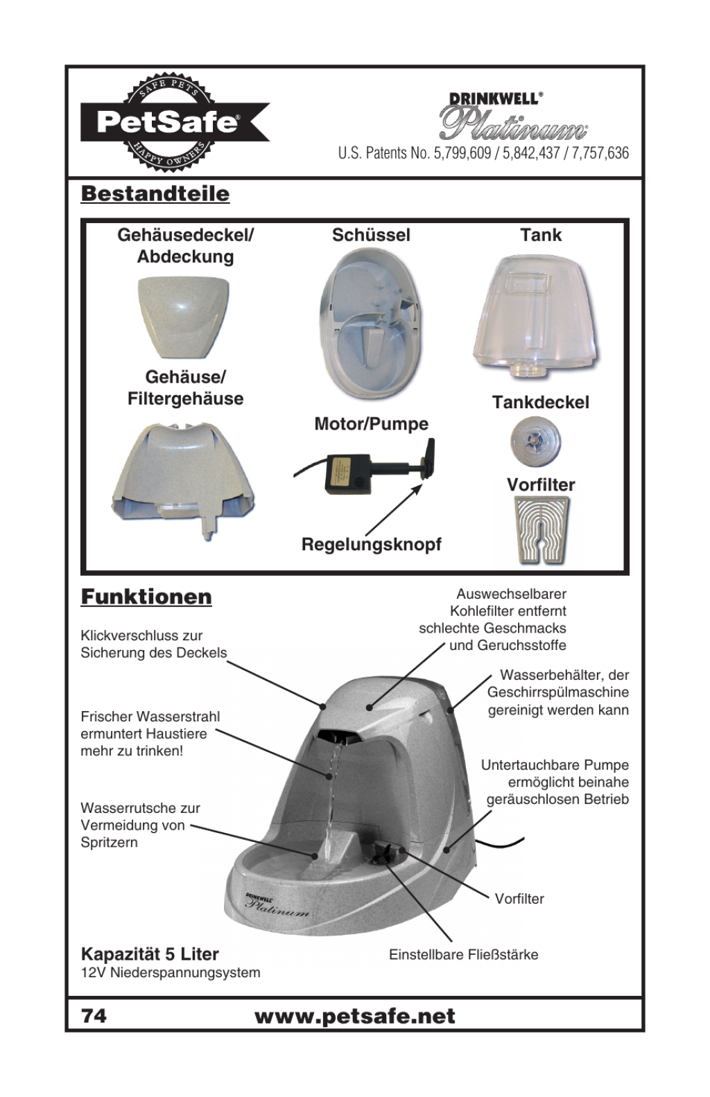 Picture of: Bestandteile funktionen  Petsafe Drinkwell® Platinum Pet Fountain